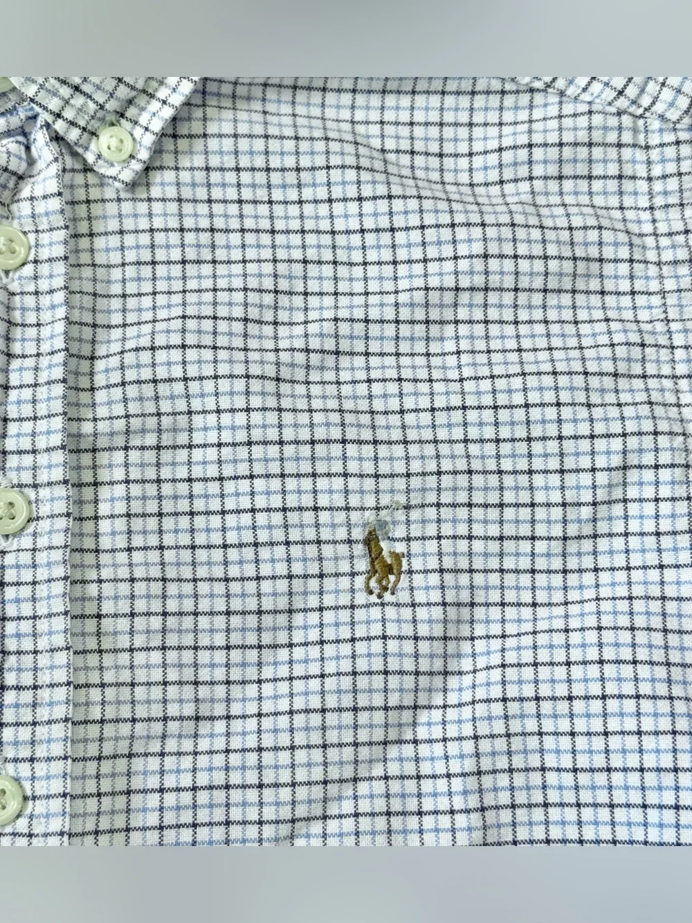 Ralph Lauren Boys 8 Small Plaid Button Down Shirt Long Sleeve Flesh Pony Preppy